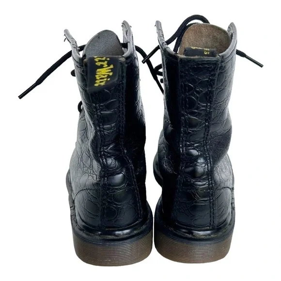 Dr. Martens Vintage Made In England Black Croc Embossed Leather Boots - Picture 6 of 11